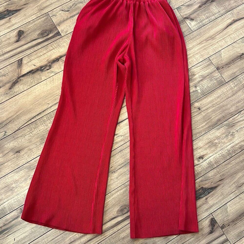 Urban Revivo size 4 red pleated wide leg pants with pockets